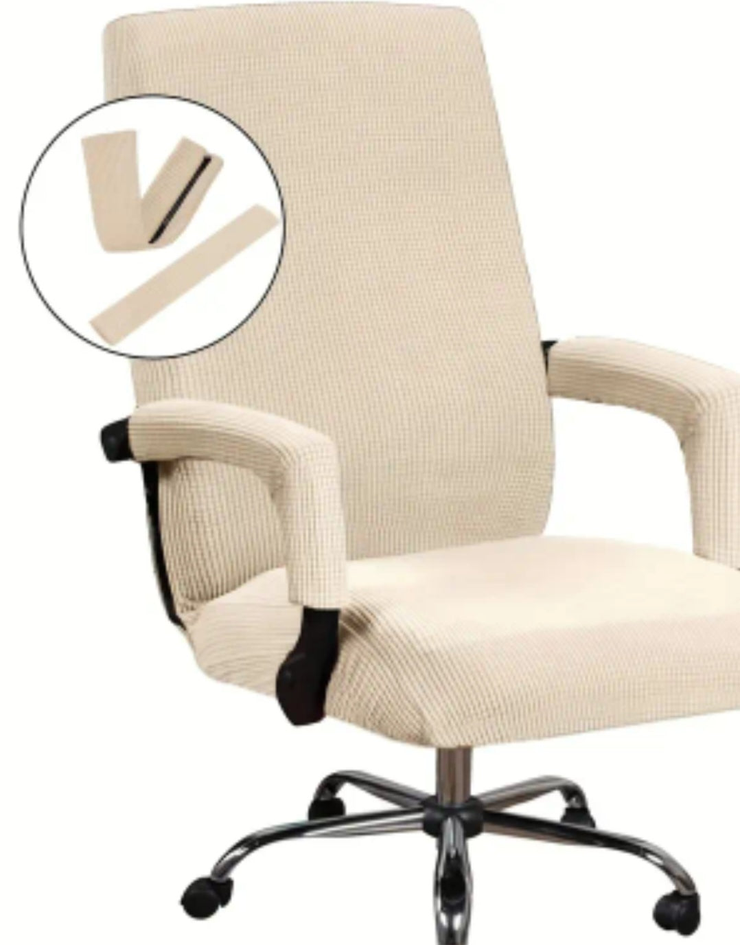 3-Piece Stretch Office Chair Cover Set – Non-Slip Jacquard Cover for Medium & High Back Computer Chairs